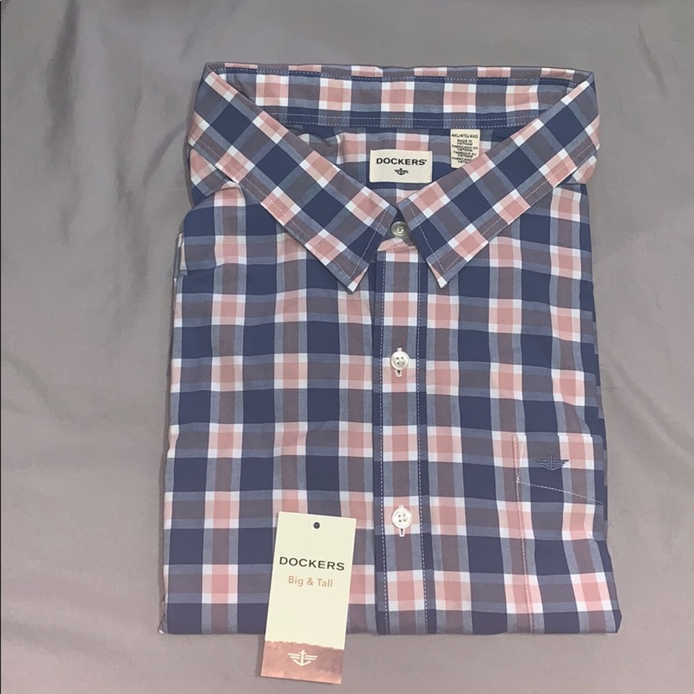 Men’s Dockers 4X Blue & Peach Longsleeve Button up